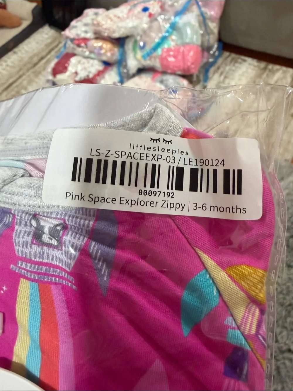 Little Sleepies Magenta Rocket Print Footie Pajamas